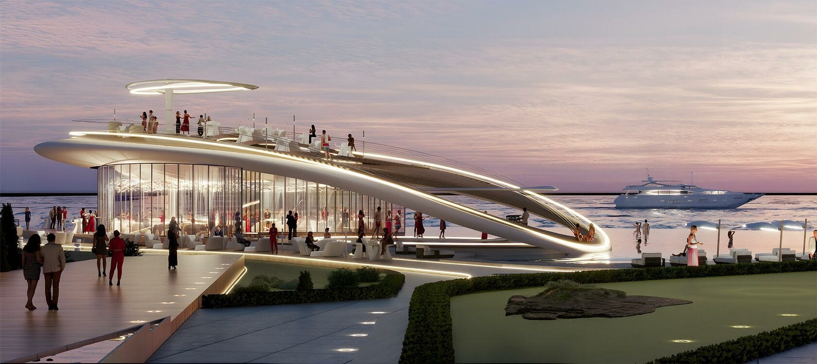 Quattro Del Mar architectural render, marina view